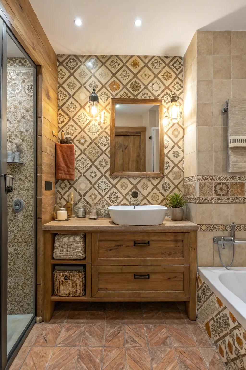 Traditional tile designs produce a distinctive appearance.