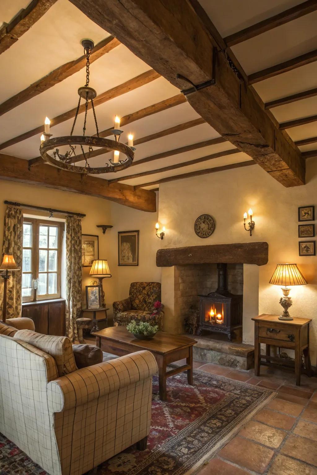 Lighting that gives off a country feel and warmth.