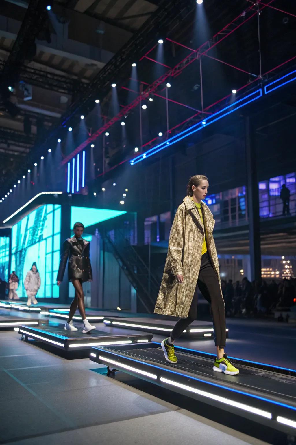 Shifting platforms add a dynamic and advanced touch to the fashion runway.