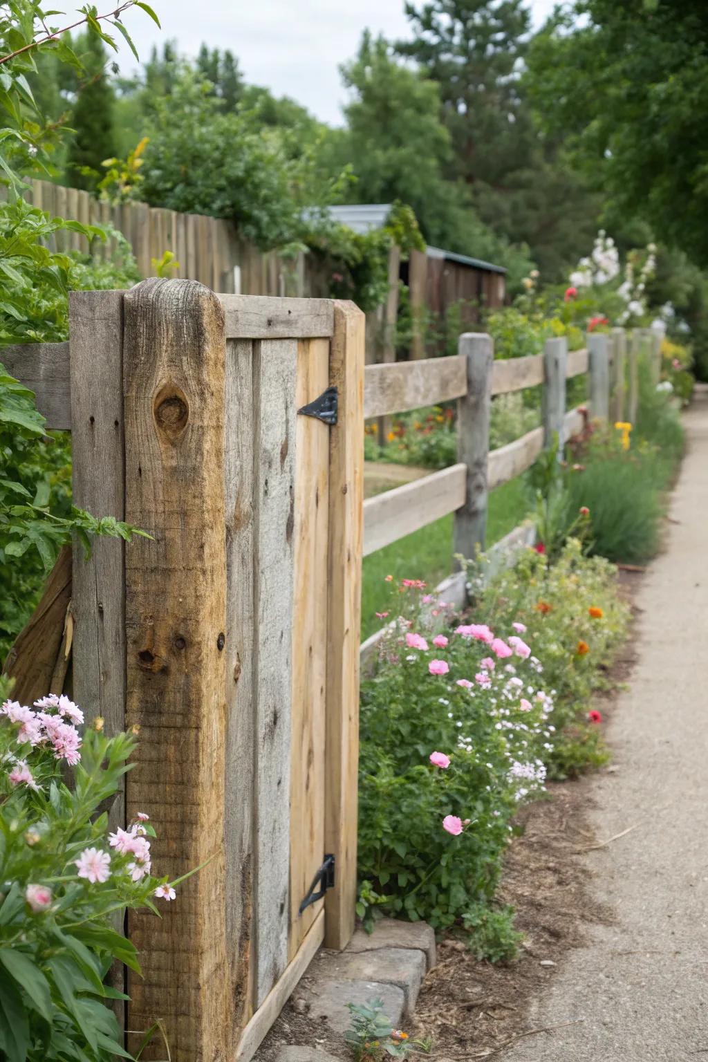 Add character with a reclaimed wood fence.