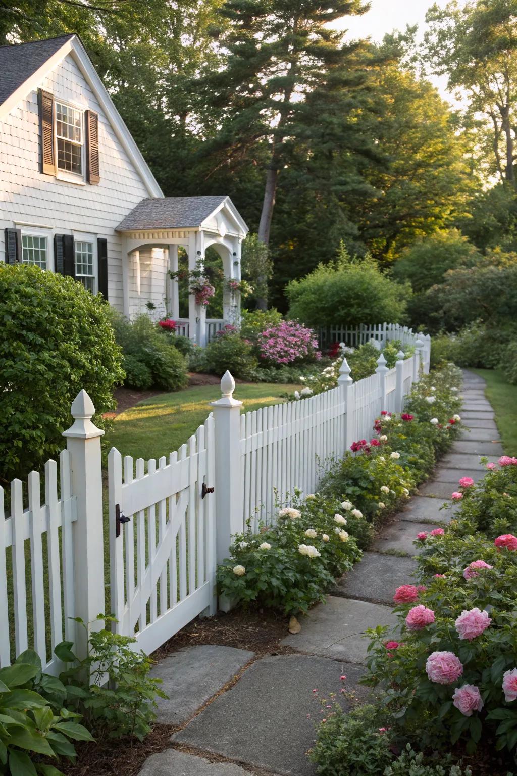 A classic white picket fence remains eternally stylish.