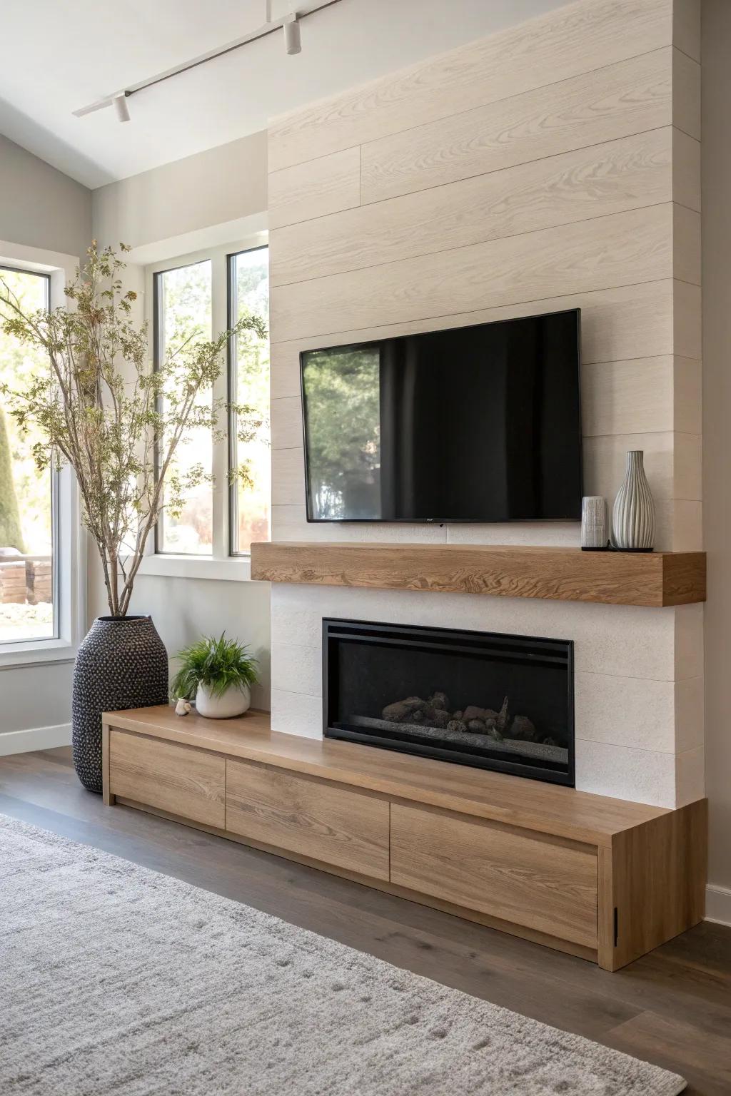 Elevate your space with a chic free-standing top piece positioned above your fireplace.