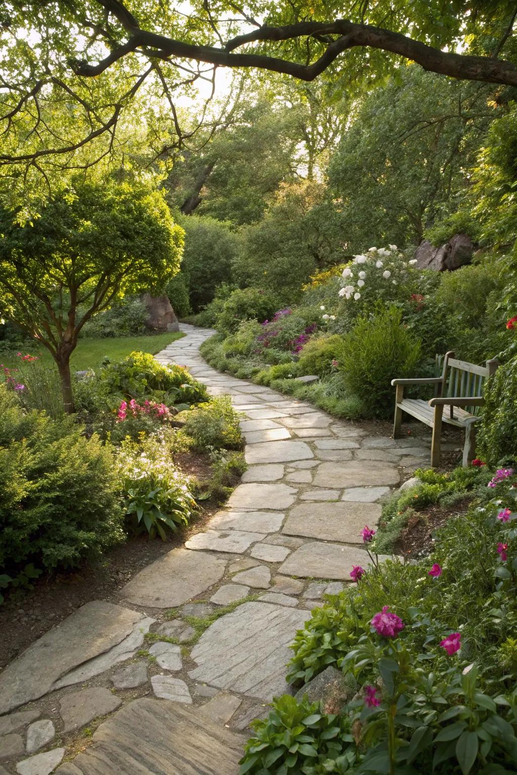 A winding slate path inviting exploration and discovery.