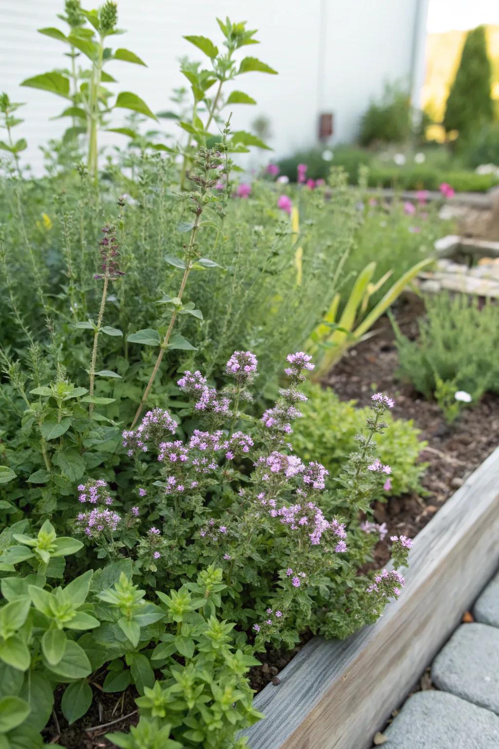 Aromatic herbs adding fragrance and flavor to the garden.