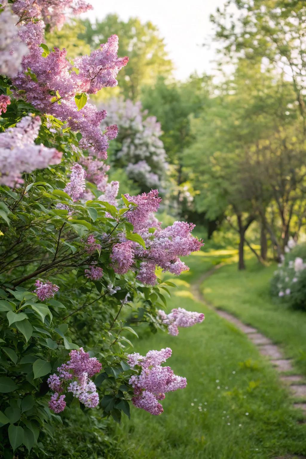 'Violet Whispers' bushes filling the garden with sweet fragrance.