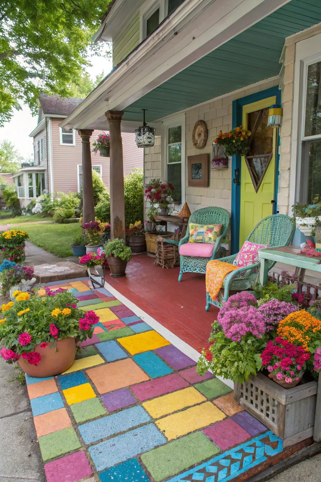 Colored pavers bring a splash of personality.