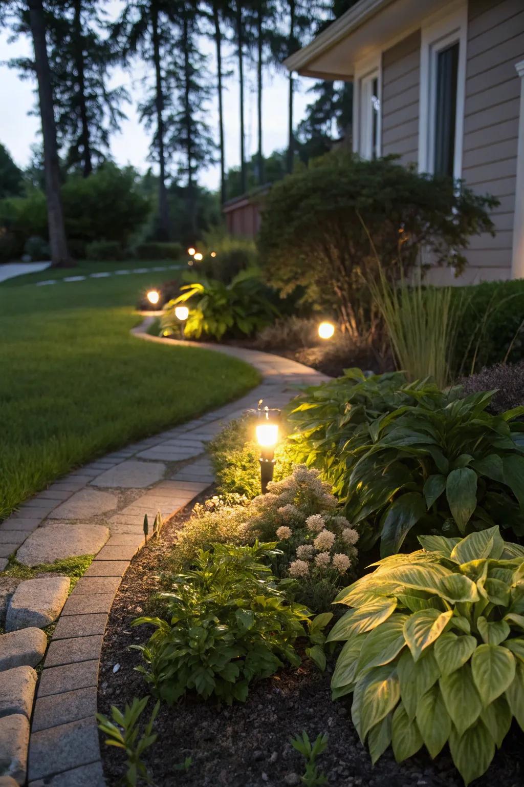 Lighting animates your berm after the sun sets.