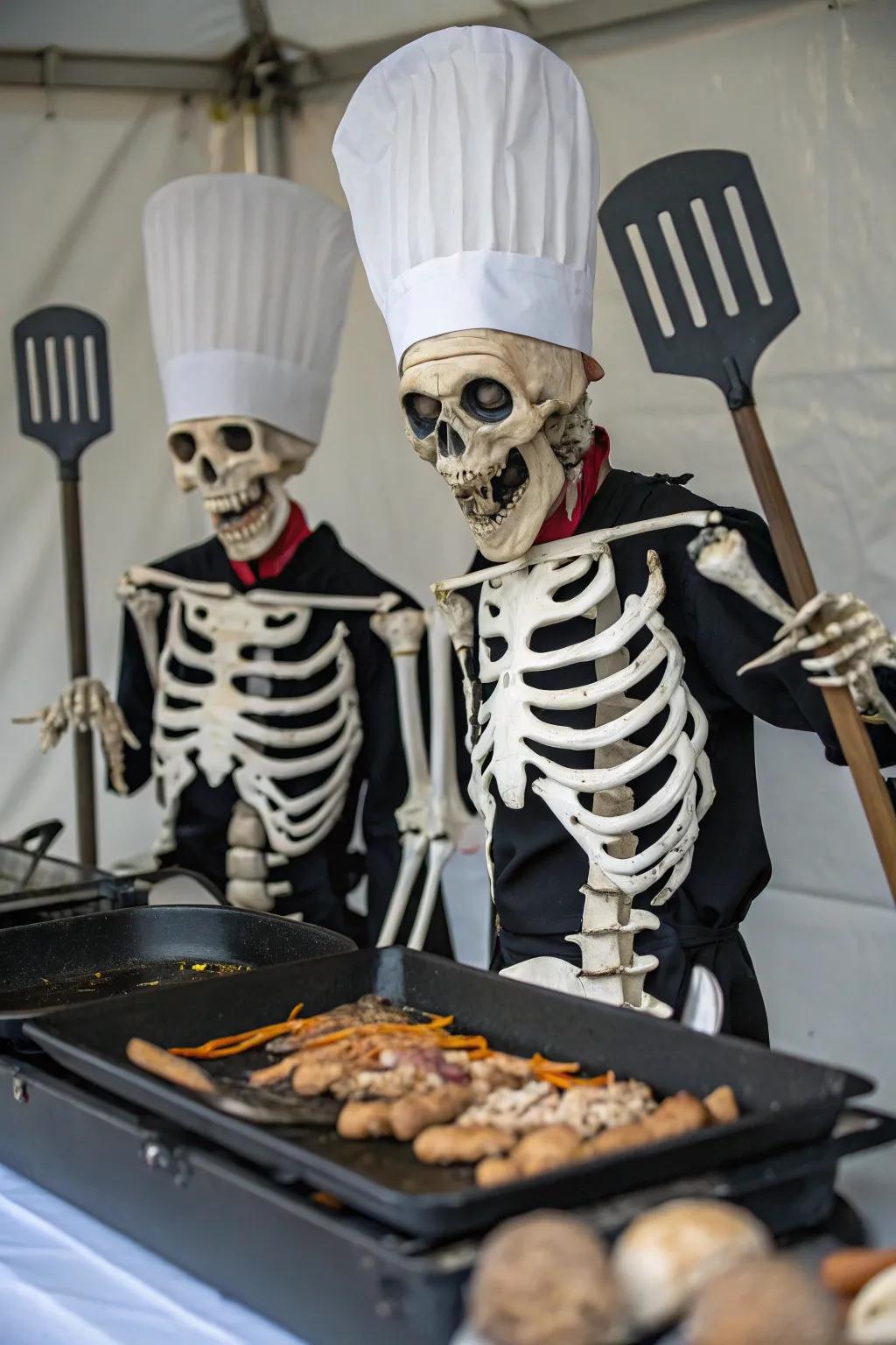 Skeletons excelling at the tabletop grill.