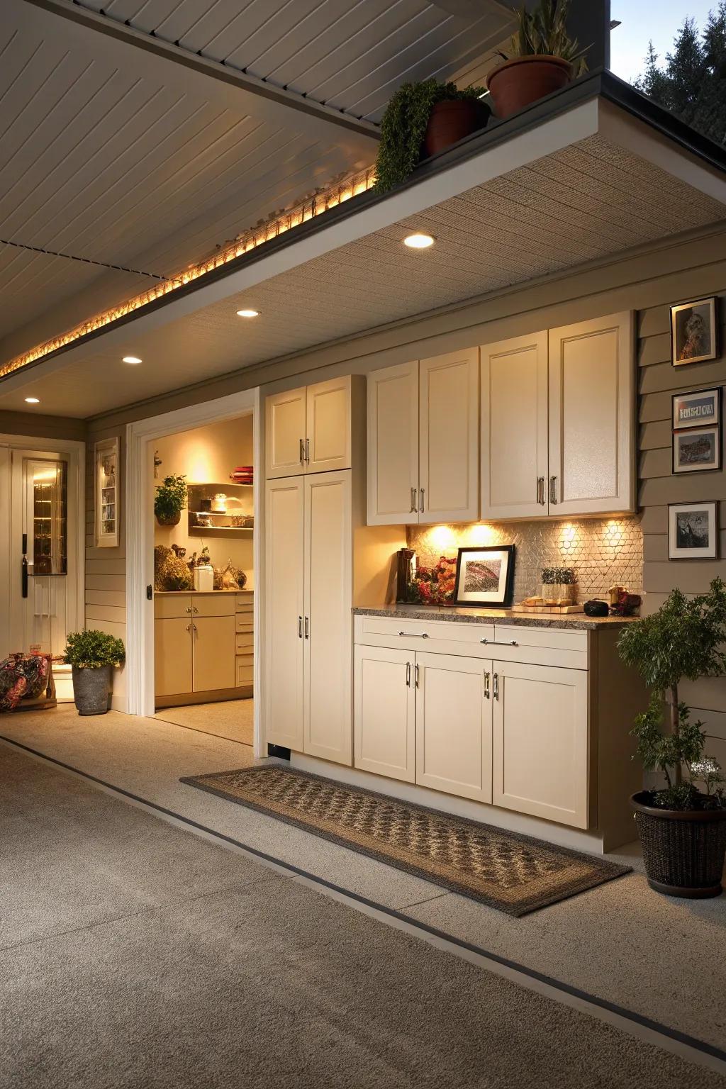 Sandstone organizers deliver a relaxing, neutral base.