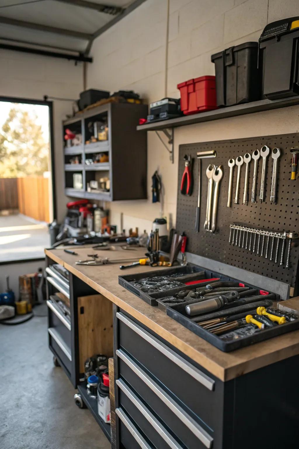 A work area for creative projects and maintenance.