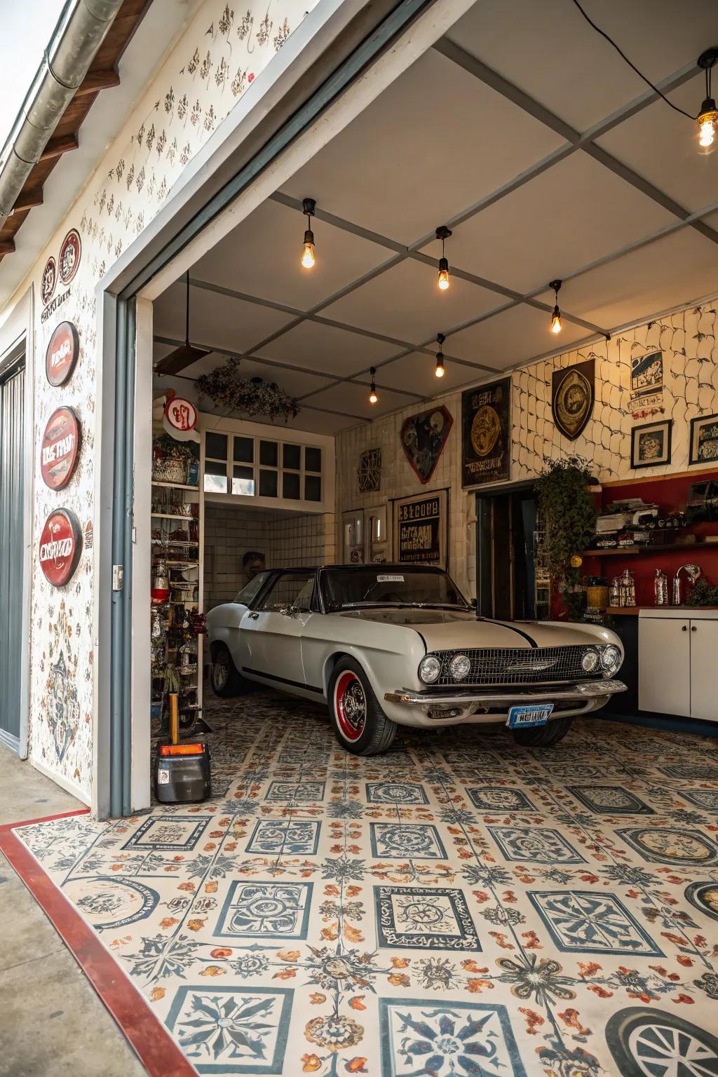 Vintage-inspired coverings infuse nostalgic appeal into your garage.