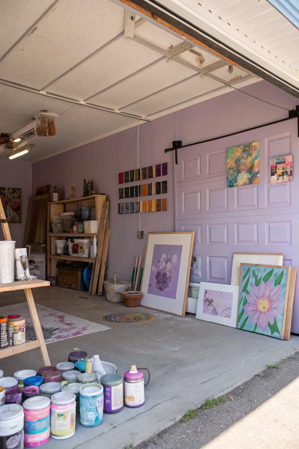 Lavender imbues your garage with sophistication and tranquility.