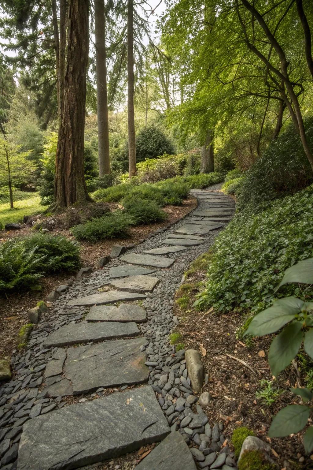 Meld your garden routes into the vista using naturalistic stone fragments.