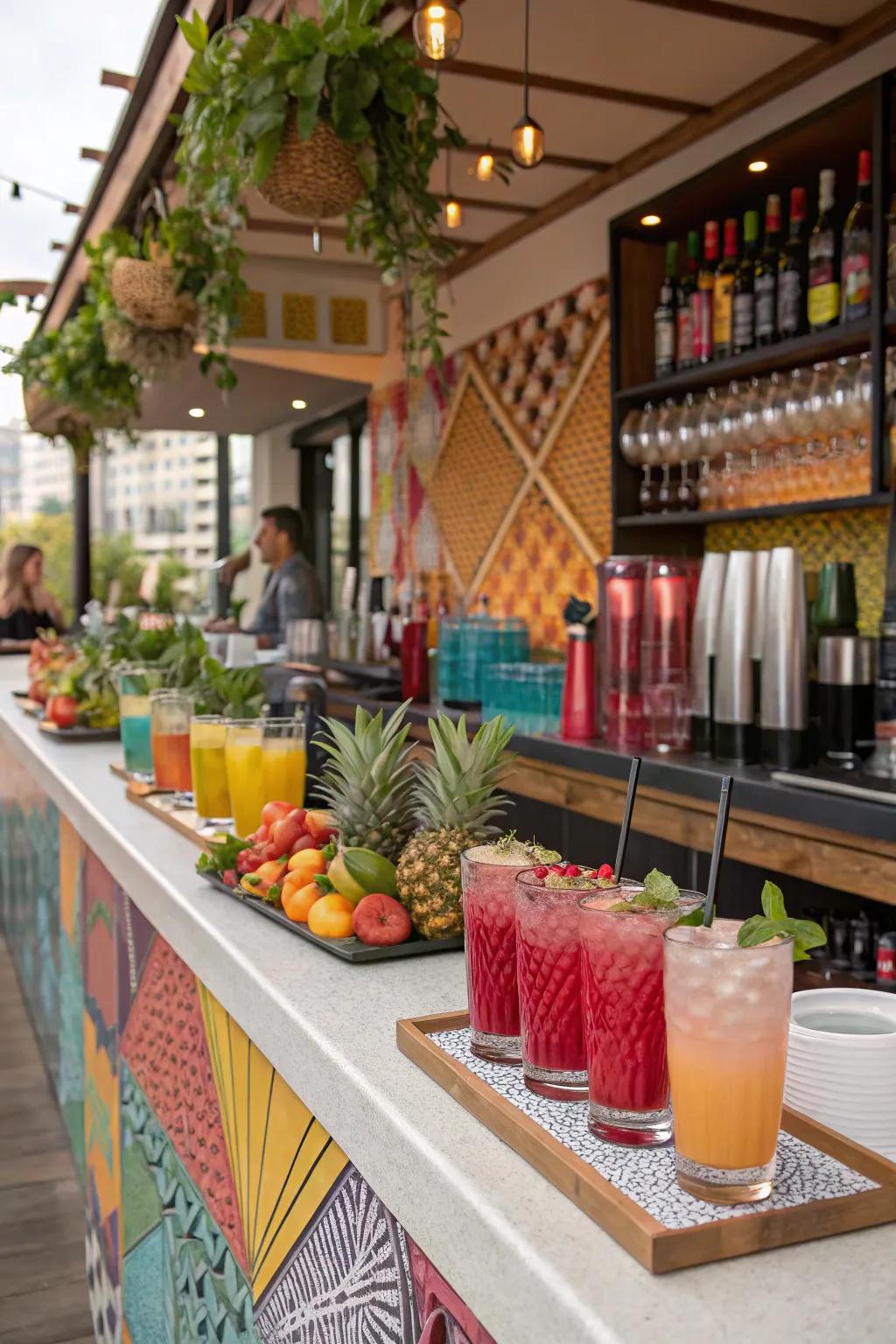 Raise a glass to the grad: A mocktail bar offering personalized beverage options.