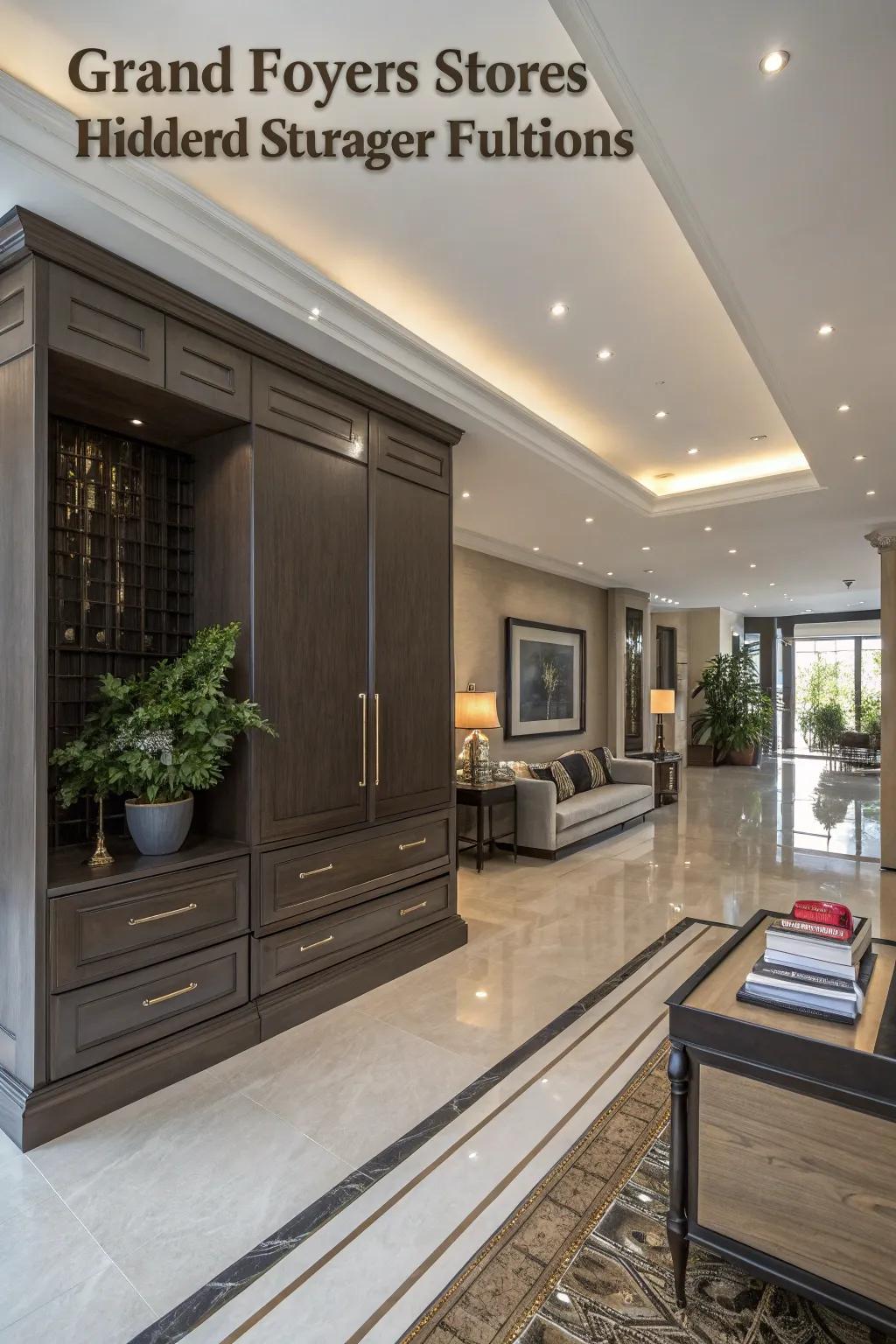 Concealed storage solutions maintain a tidy and organized grand entryway.