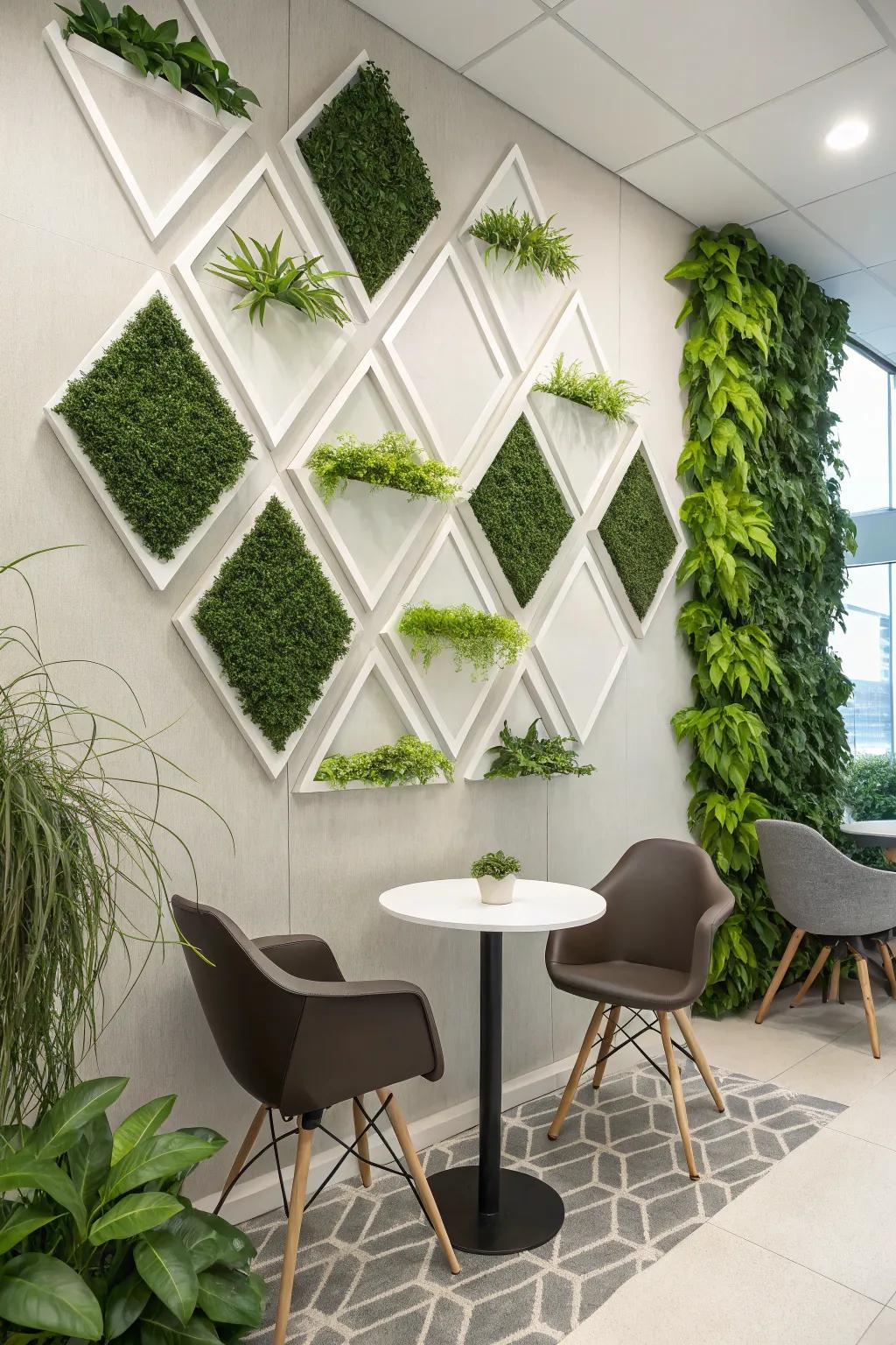 A wall where bespoke shapes and designs transform greenery into art.