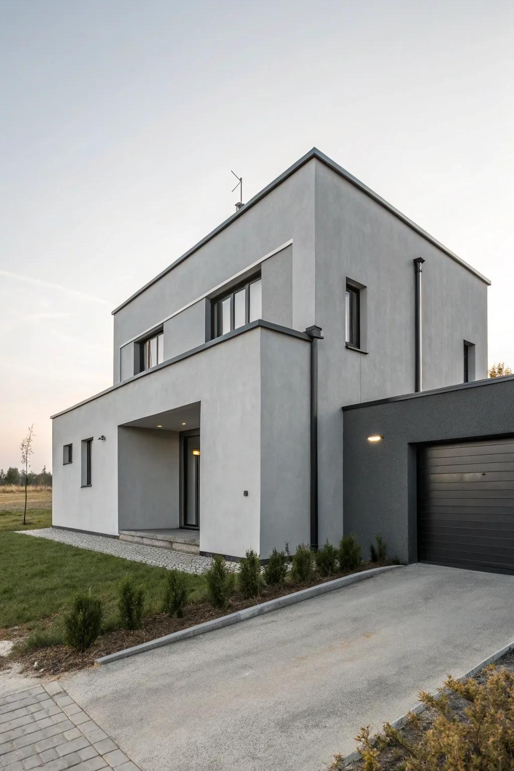 Contemporary minimalism featuring a serene graphite facade.