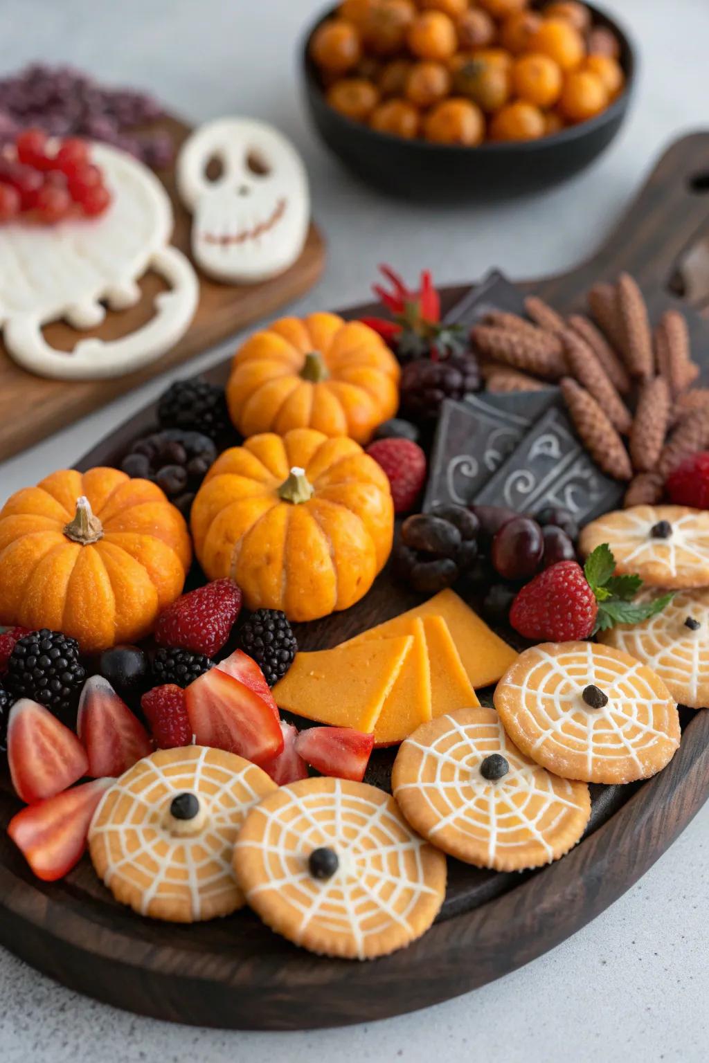 Delight your guests with a macabre meats and cheeses display.