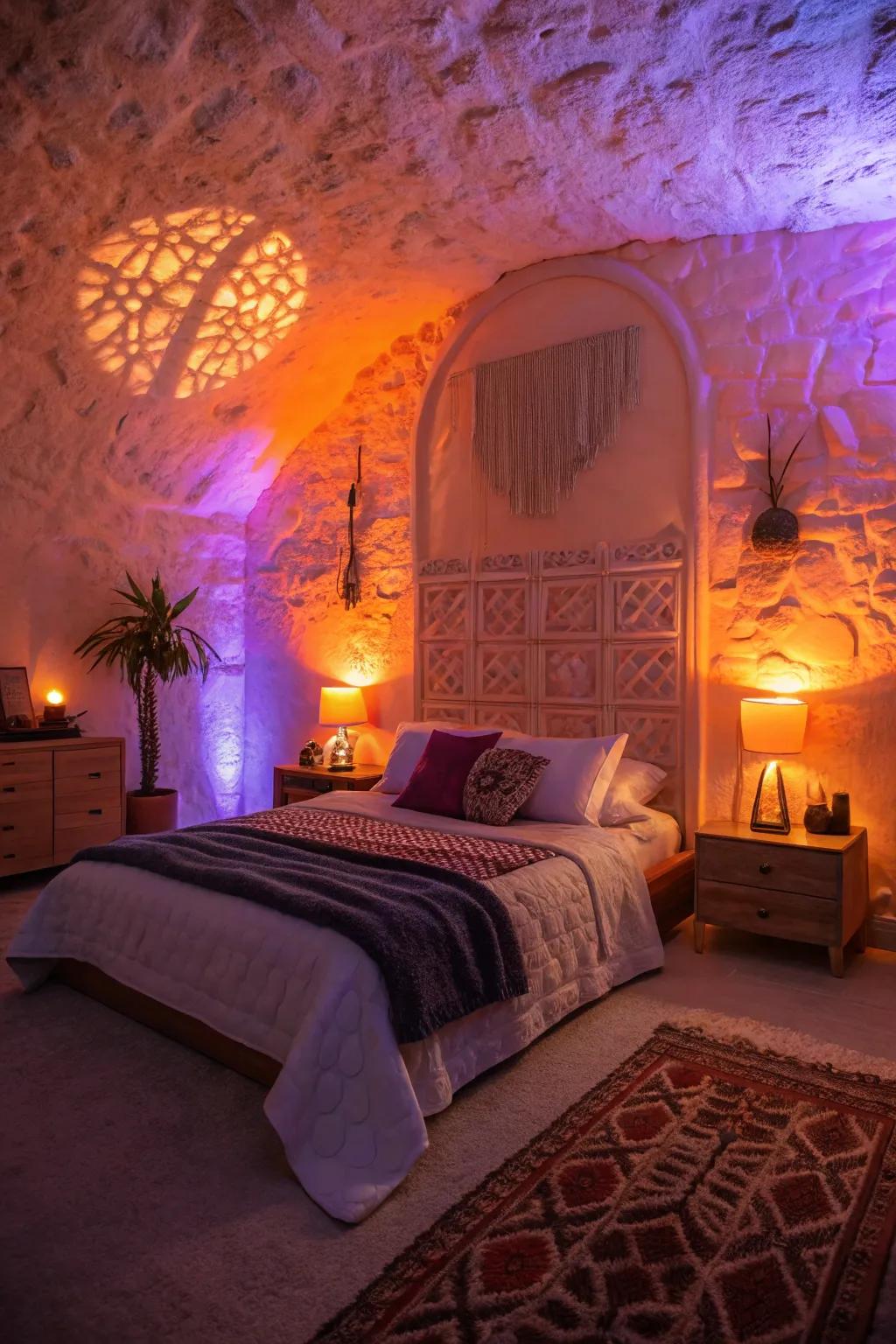 Colored lights can enchant your space with a spooky glow.