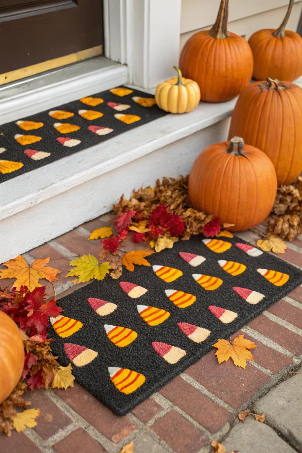 Candy kernel designs add a sweet touch to Halloween decor.