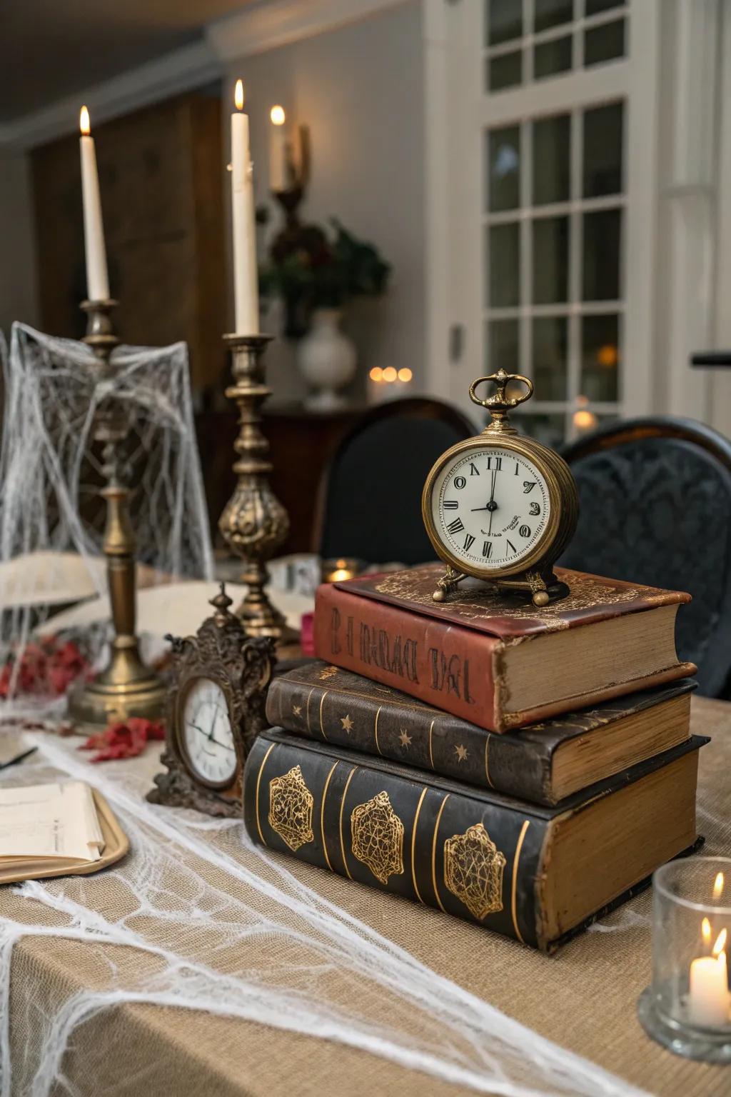 Classic elements bring depth and a sense of history to the Halloween table.