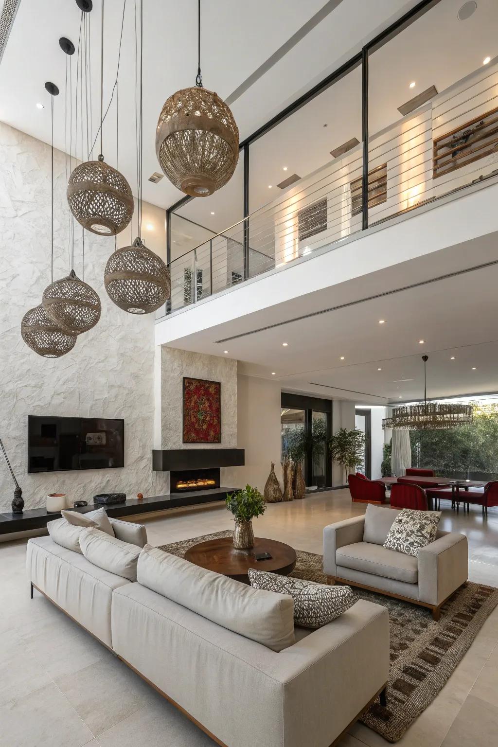 Hanging sculptures add an artistic touch to your decor.