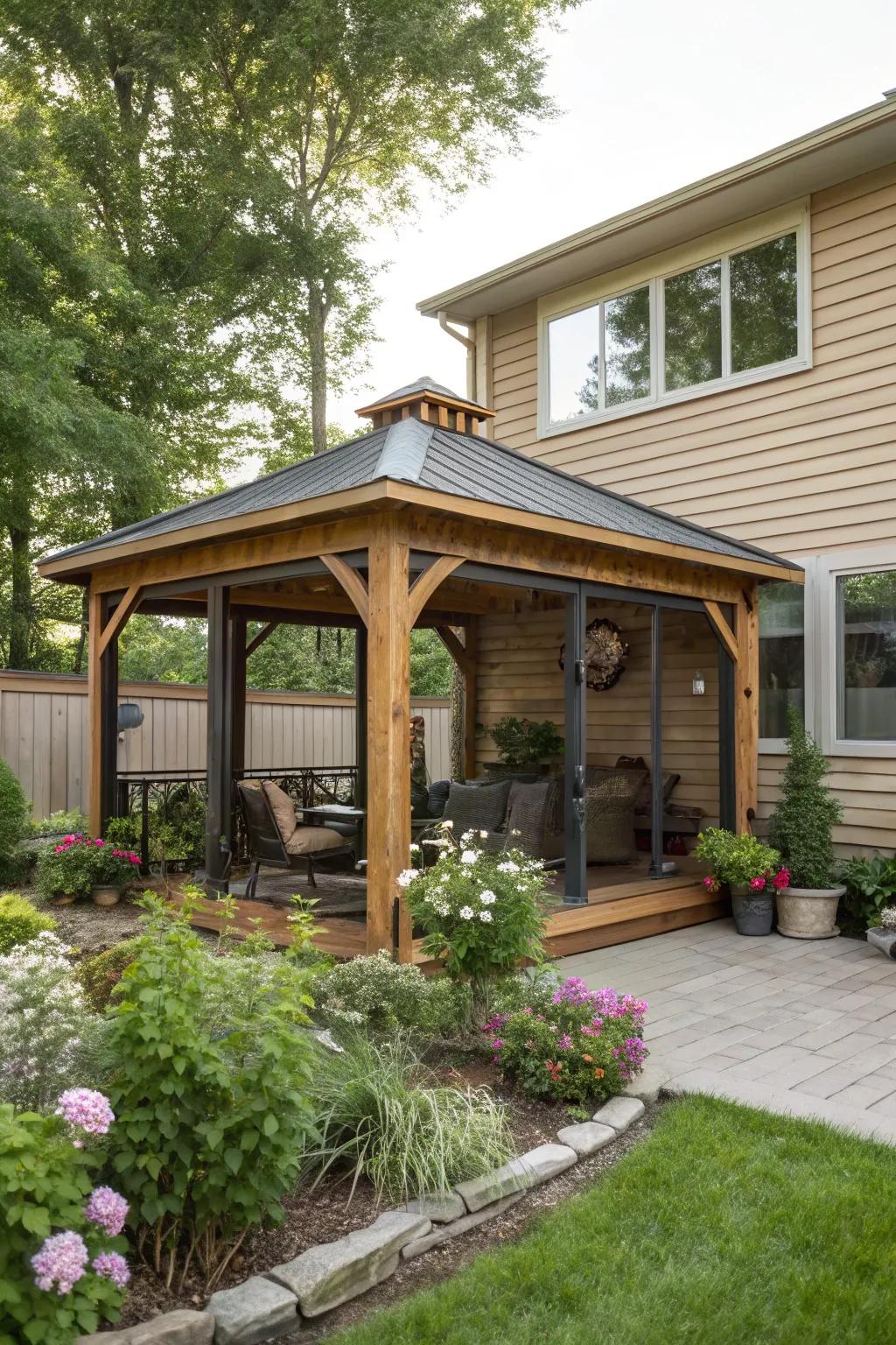 Seamlessly extend your home with an attached gazebo.