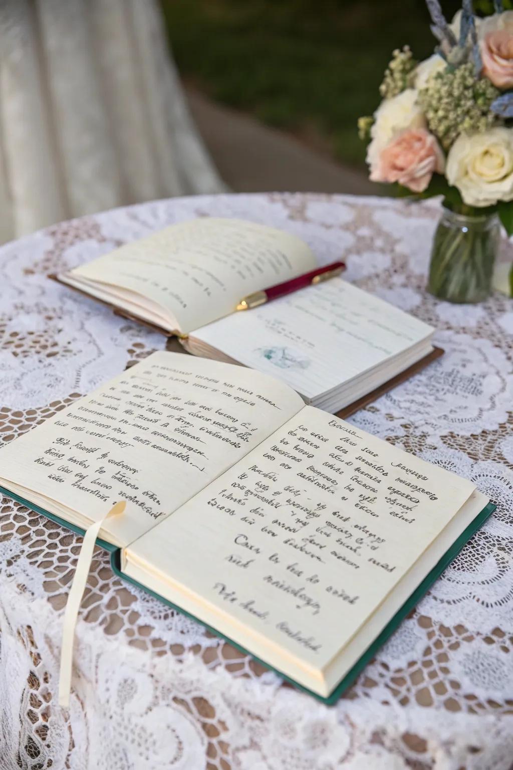Promise books that capture the heartfelt commitments of a wedding day.