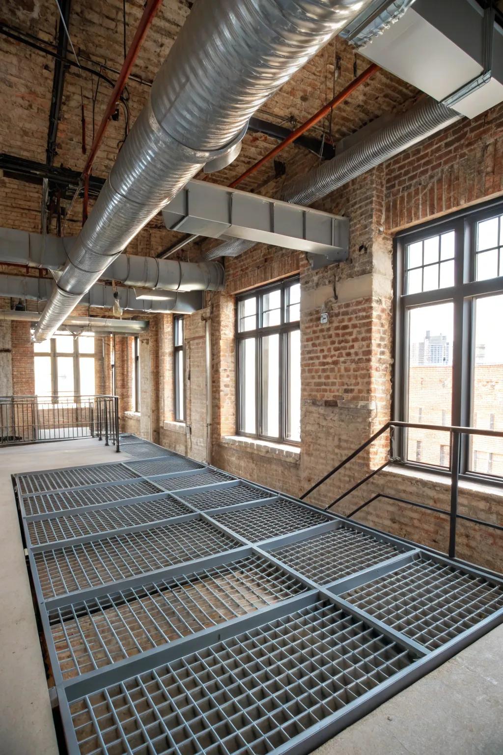Modern industrial-style metal grates providing a concealment solution.