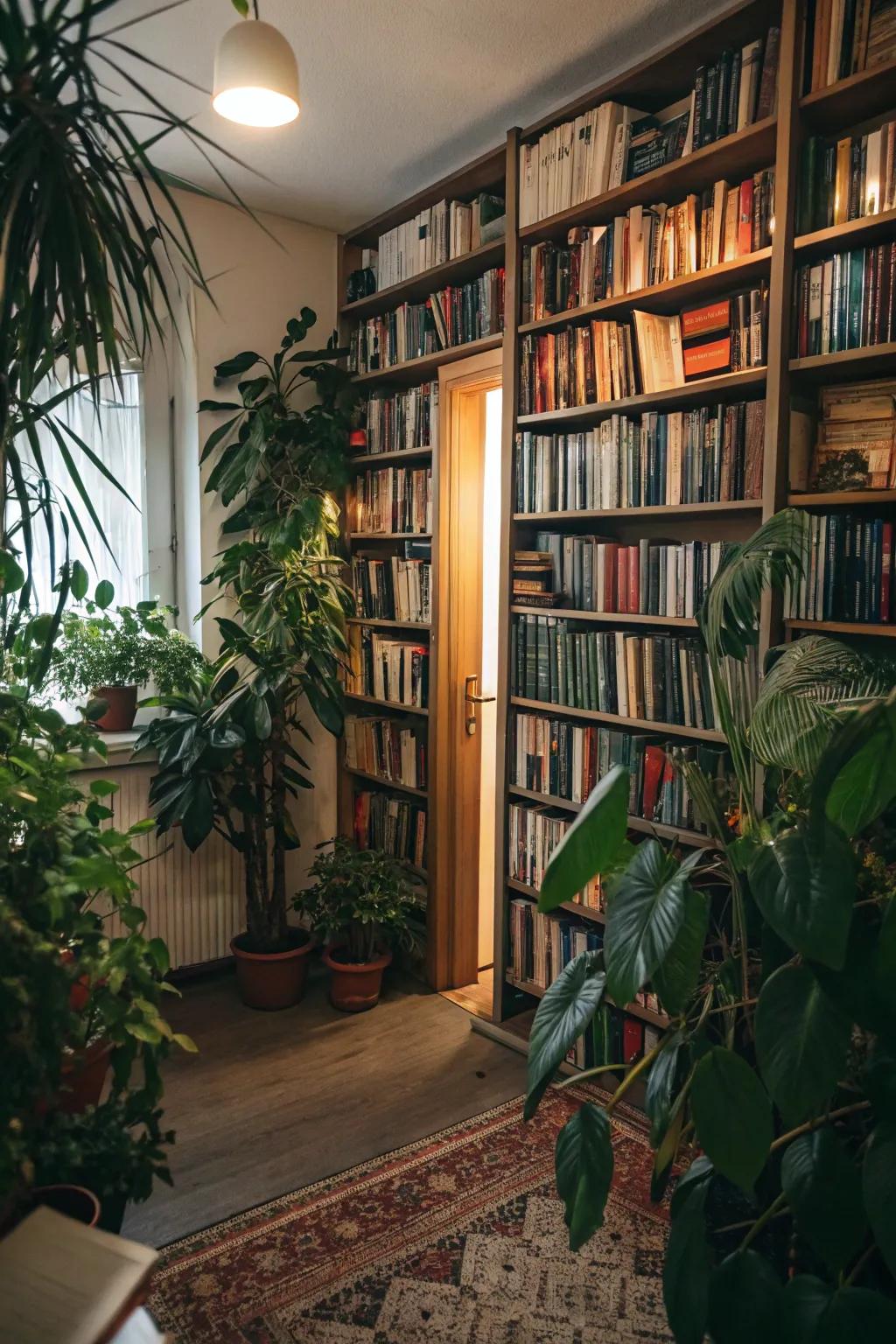 Plants add a refreshing touch to the library.
