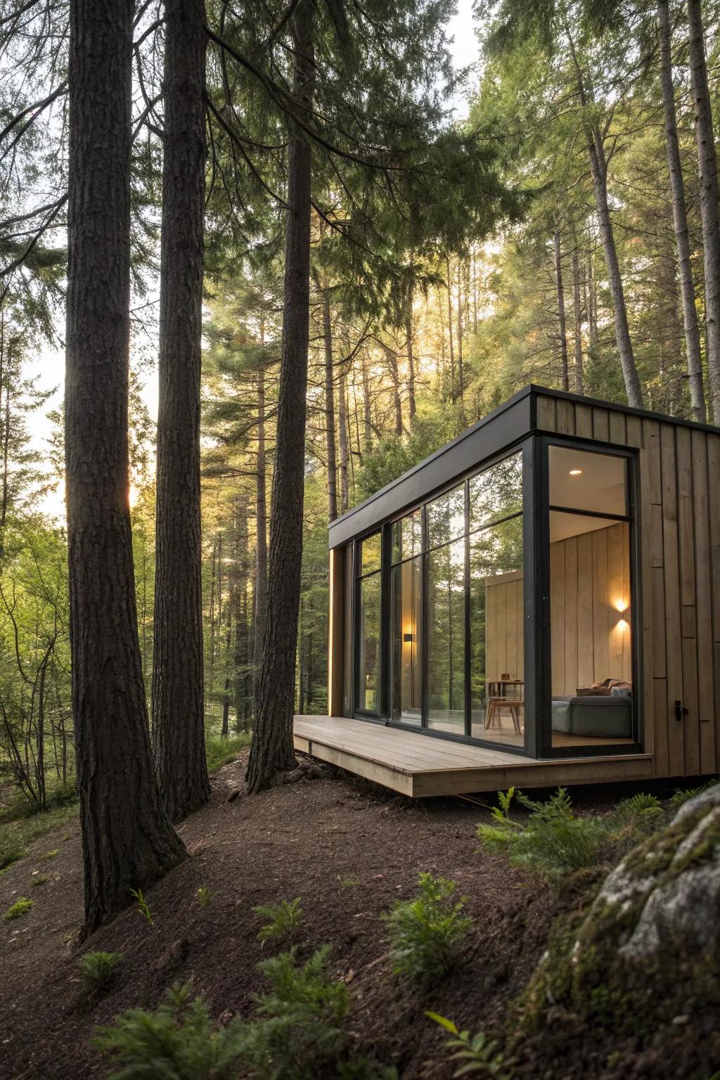 A minimalist habitat offering a simple, yet stylish forest escape.