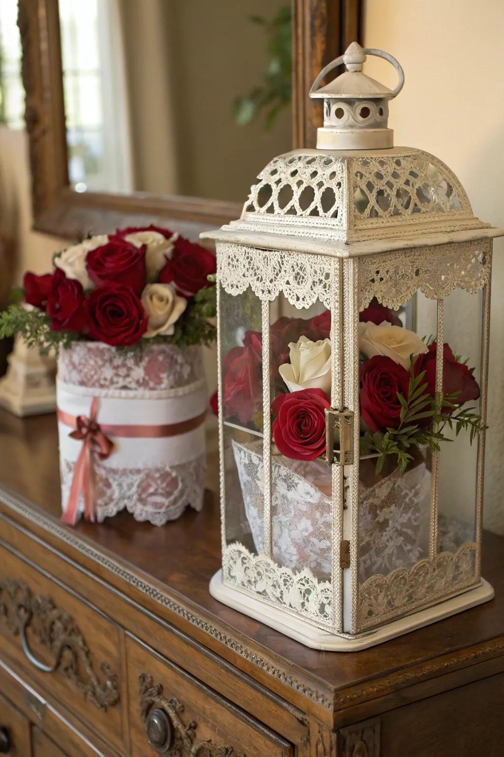 Romantic retro <strong><em>radiant</em></strong> featuring lace and roses.” loading=”lazy” class=”pimg”>
	</picture><figcaption>Romantic retro <strong><em>radiant</em></strong> featuring lace and roses.</figcaption></figure>
<p>Enclose a retro <strong><em>radiant</em></strong> with lace and load it with roses for a romantic touch. This design is appropriate for vintage or shabby chic themed settings.</p>
<h3>Possibly handy products:</h3>
<ul class=