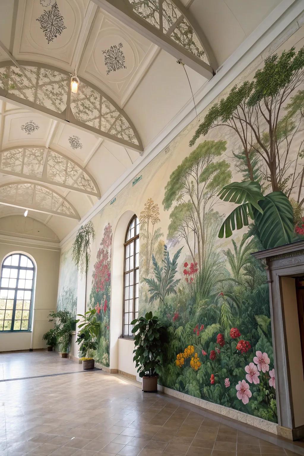Murals convert vast walls into spellbinding visual showcases.