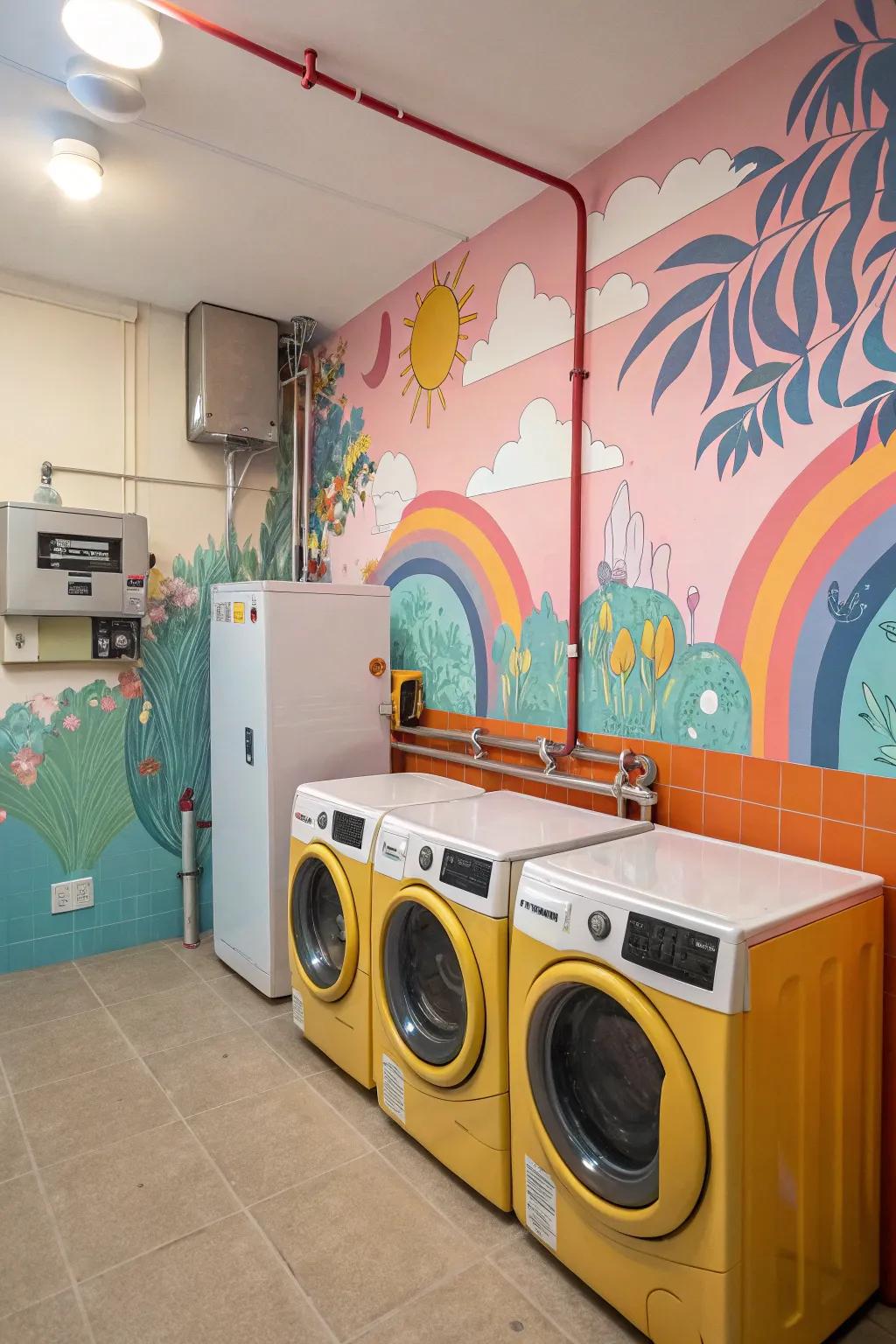 Artistic expressions add character and draw attention away from appliances.