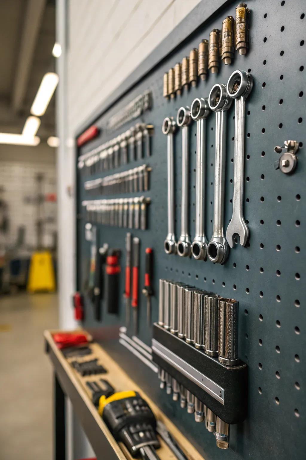 Magnetic boards utilize attraction to arrange tools.