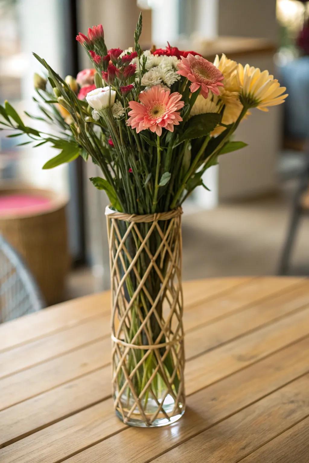 A balanced bouquet utilizing the crisscross method.