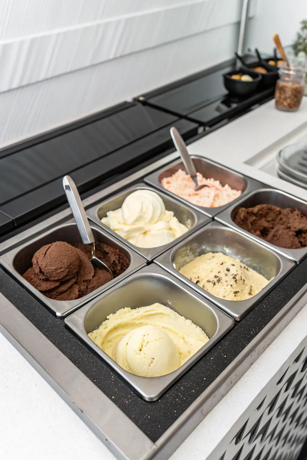 A minimalist ice cream display showcases beauty in simplicity.