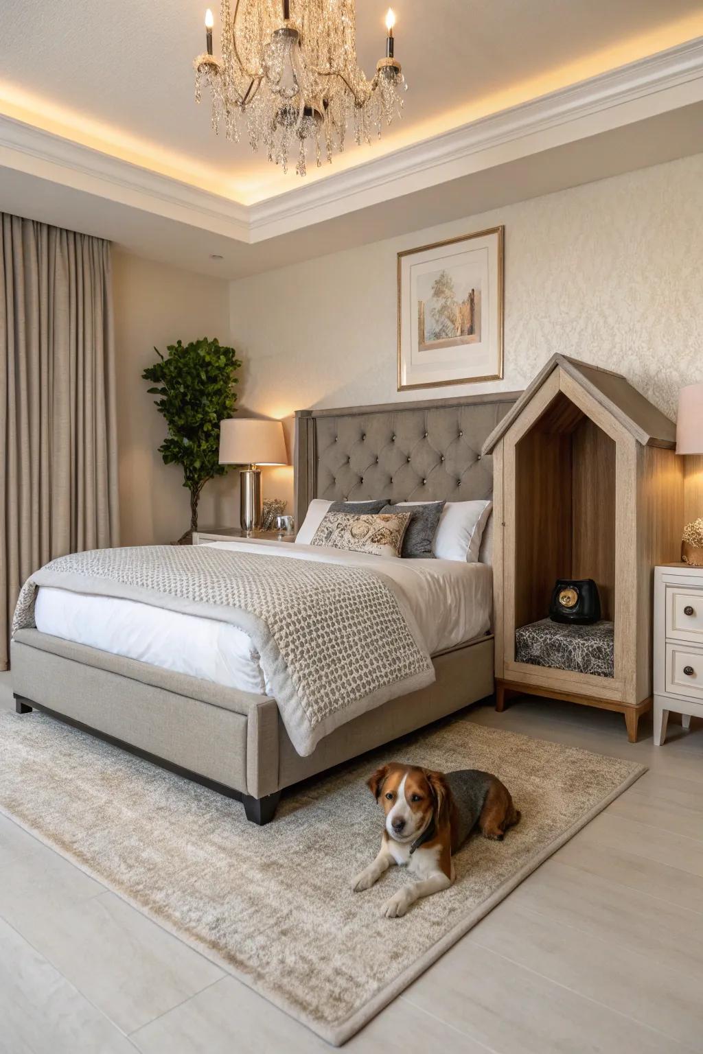 A hidden haven: a kennel nook cleverly tucked under the bed.