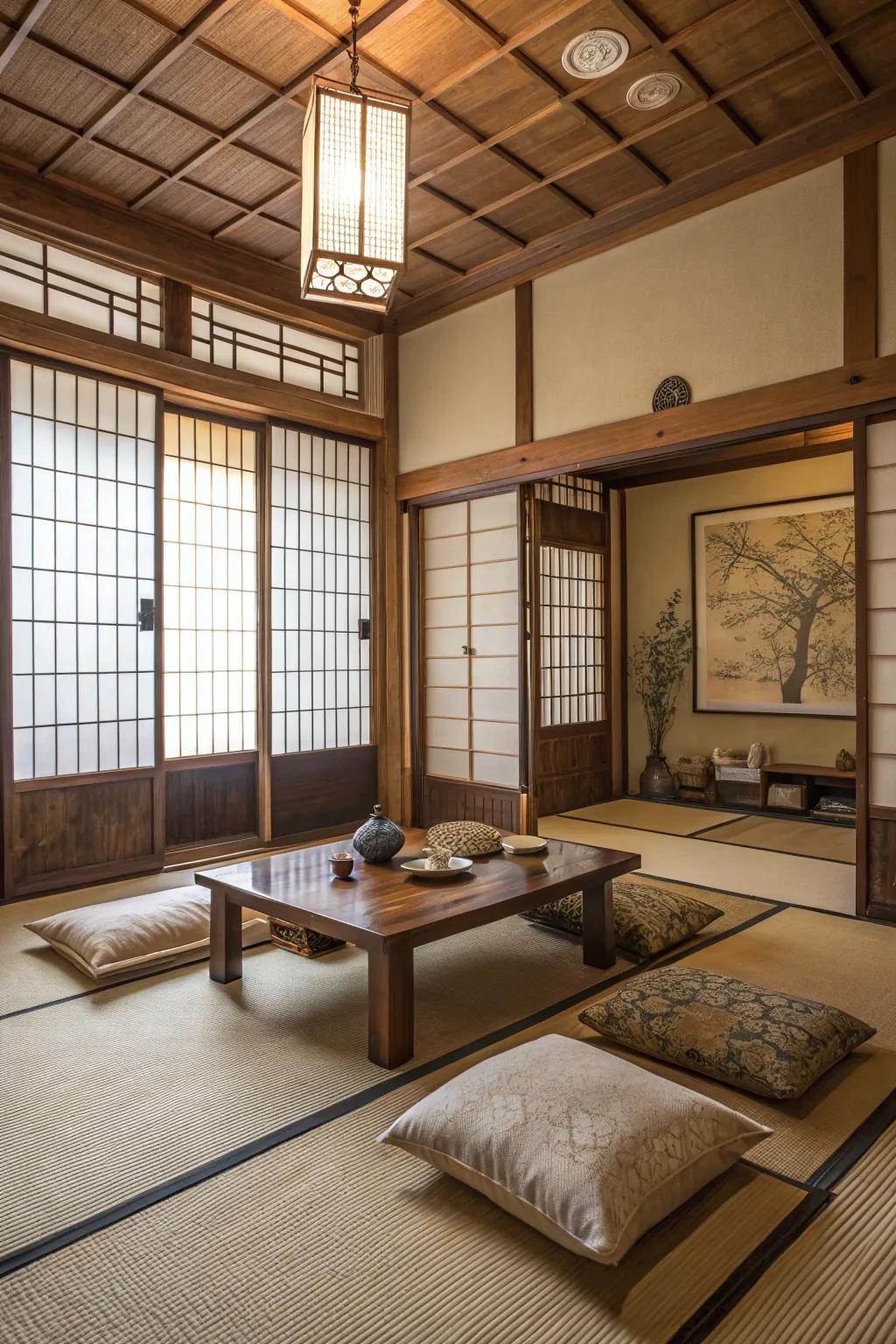 Textured surfaces with fiber paper add understated sophistication to this space.