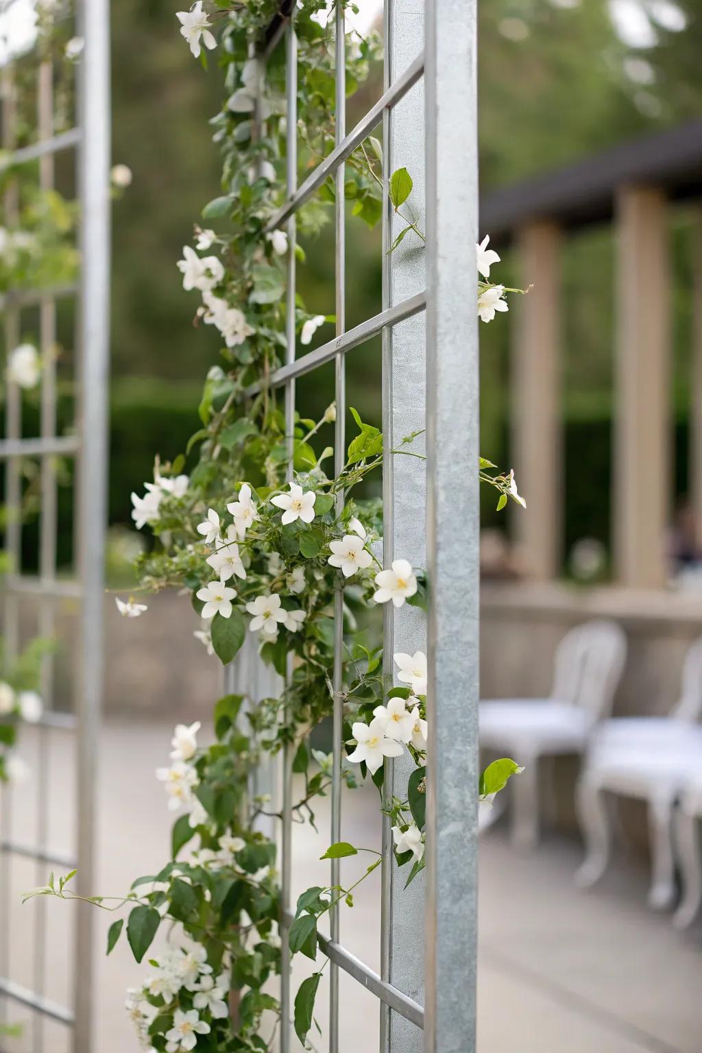 Merge modern flair with innate charm using metallic climbing frames.
