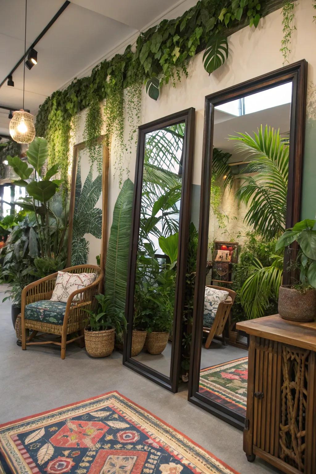 Mirrors can make your jungle room feel more expansive and lush.