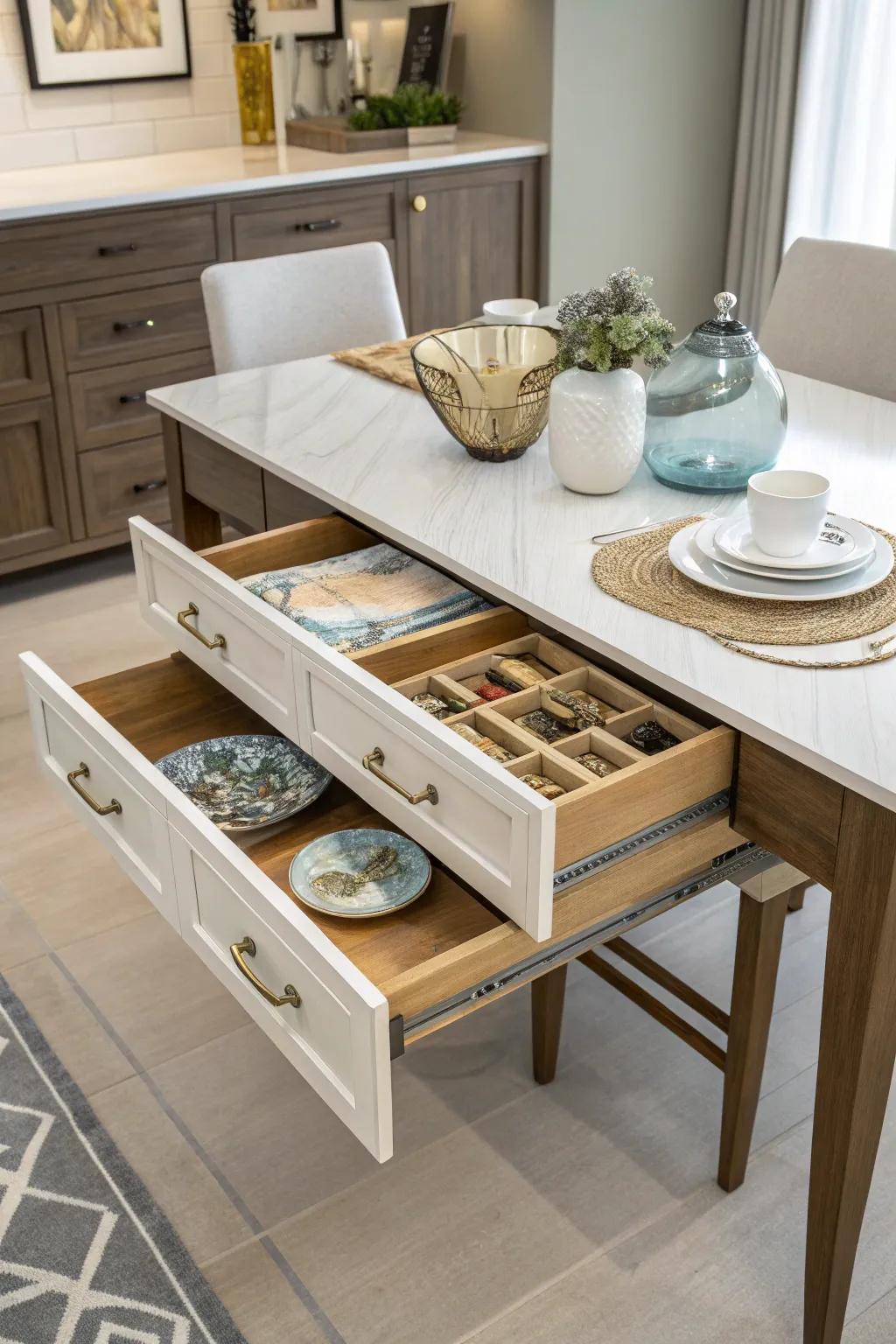 Smart storage space solutions help keep your kitchen organized.