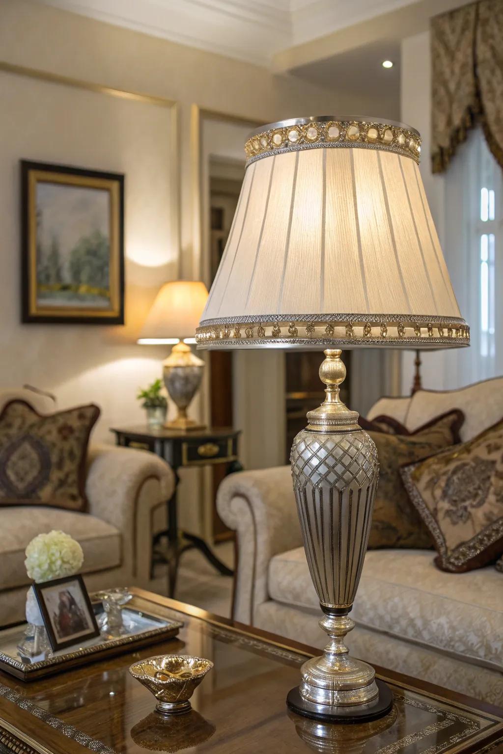 Incorporate a hint of luxury through polished edging on your lampshade.