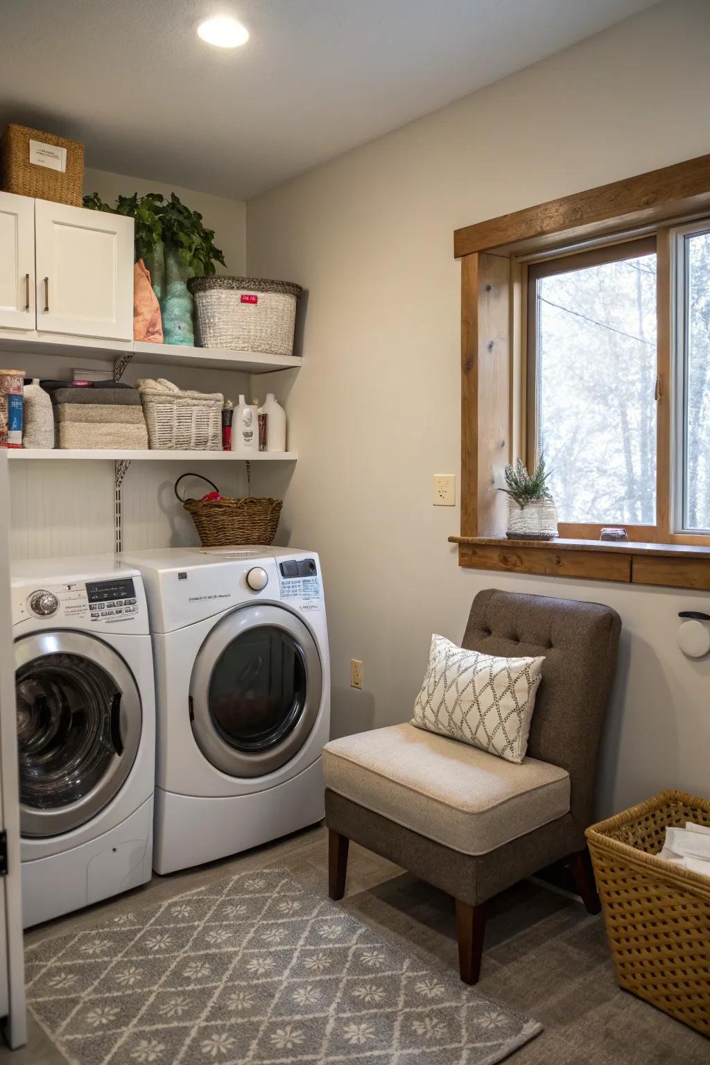A comfortable nook can turn your washing room into an even more pleasant space.