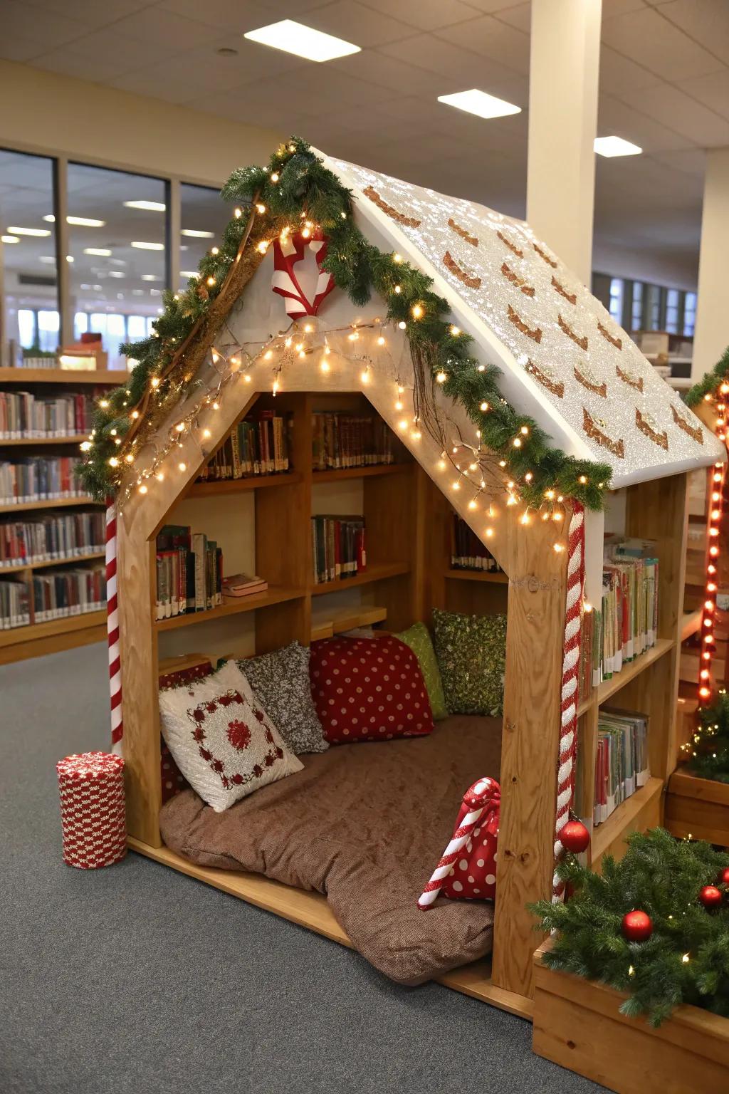 Create a sweet escape with a gingerbread book nook.