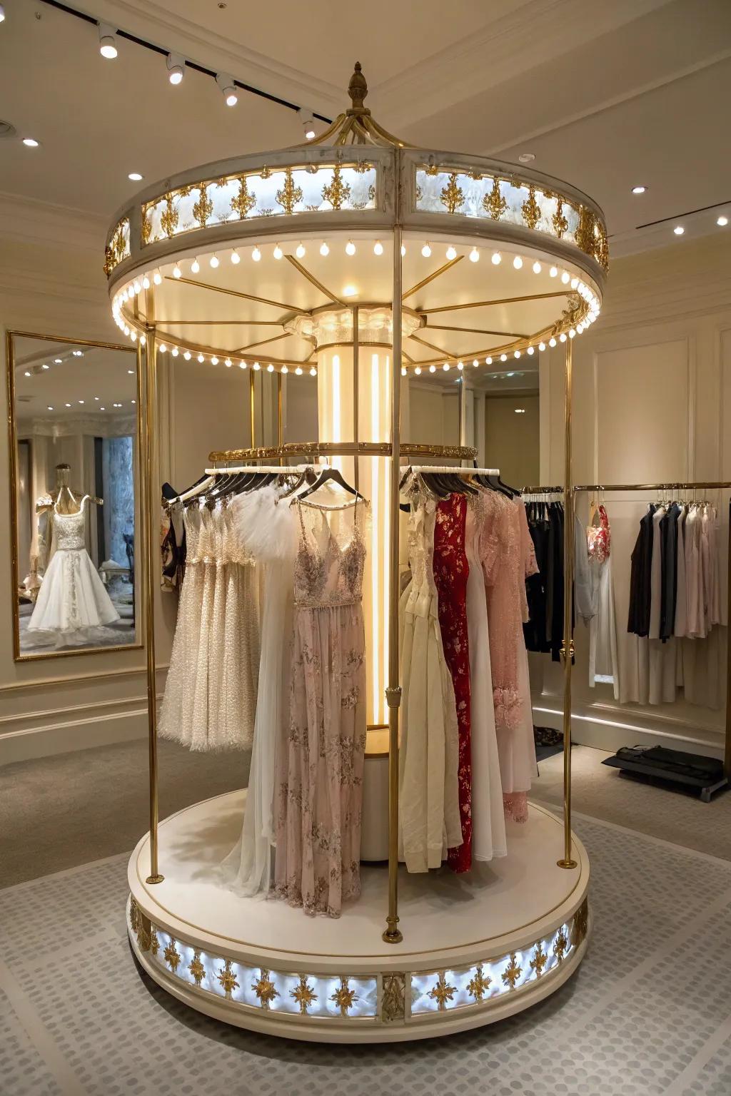 A lingerie display offers accessibility and a touch of luxury.