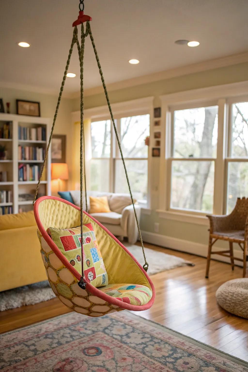 Whimsical furniture adding a fun touch to a living room.
