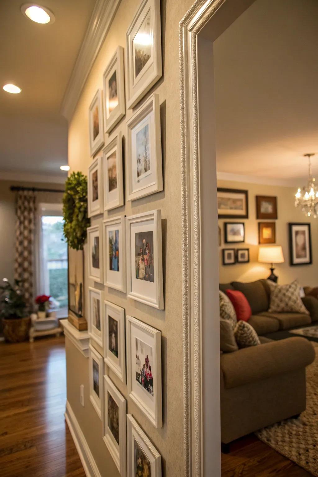 Employ upright lines to fashion an illusion of height on your photograph arrangement.