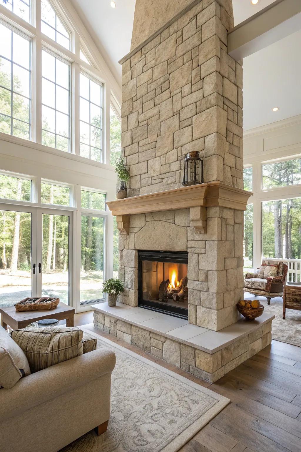 Bright stones craft a refreshing and spacious feel.