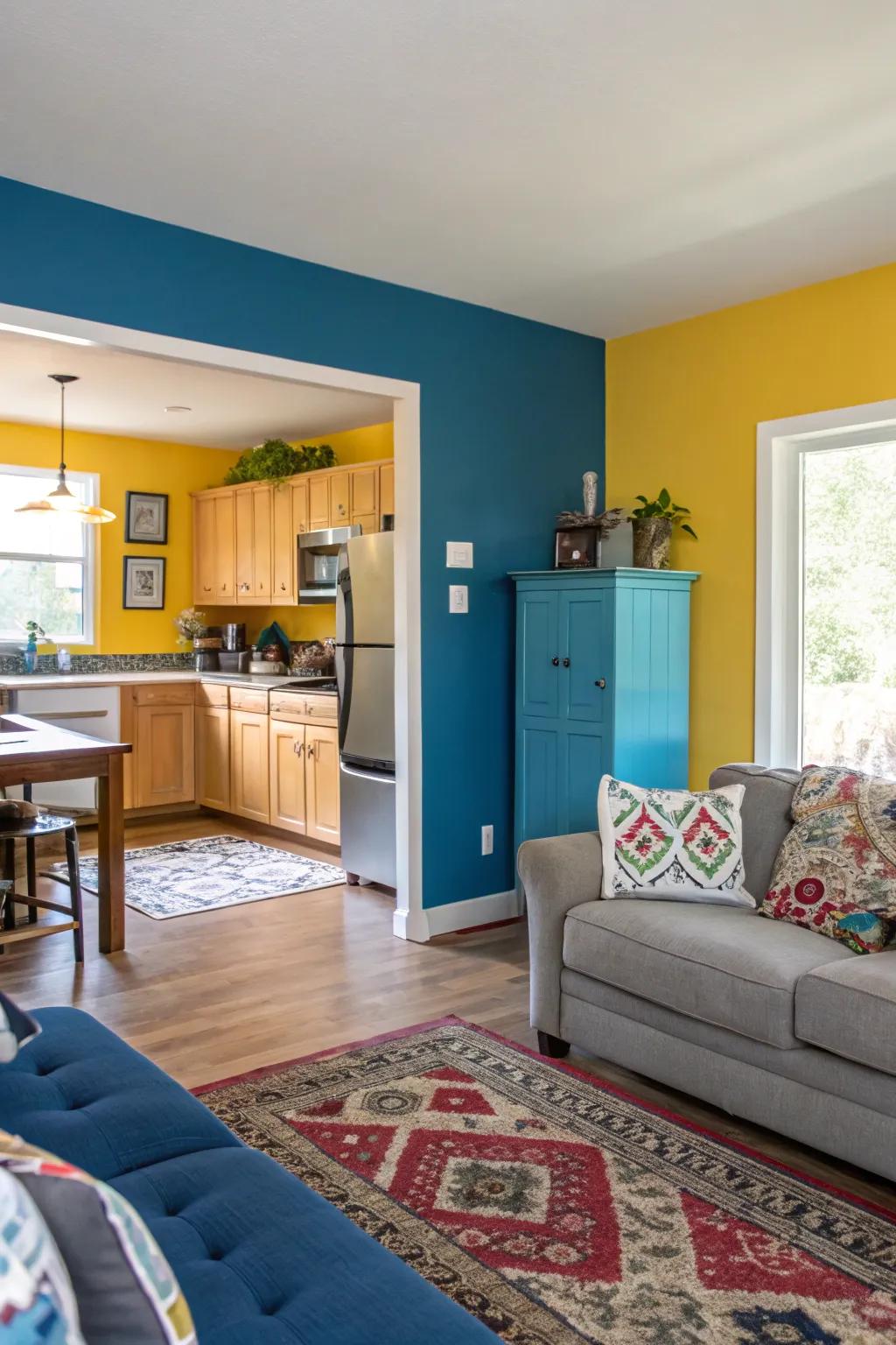 Color division creatively marks out and adds dimension to spaces.